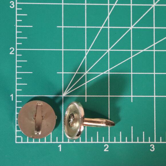 Vintage USA Cuff Links Gold Tone Atomic Burst Tiny Clear Rhinestone - Picture 6 of 6